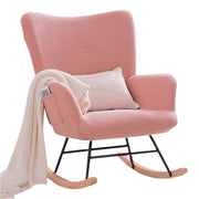 Chair Nursery Teddy Upholstered Glider Rocker with High Backrest, Padded Seat,