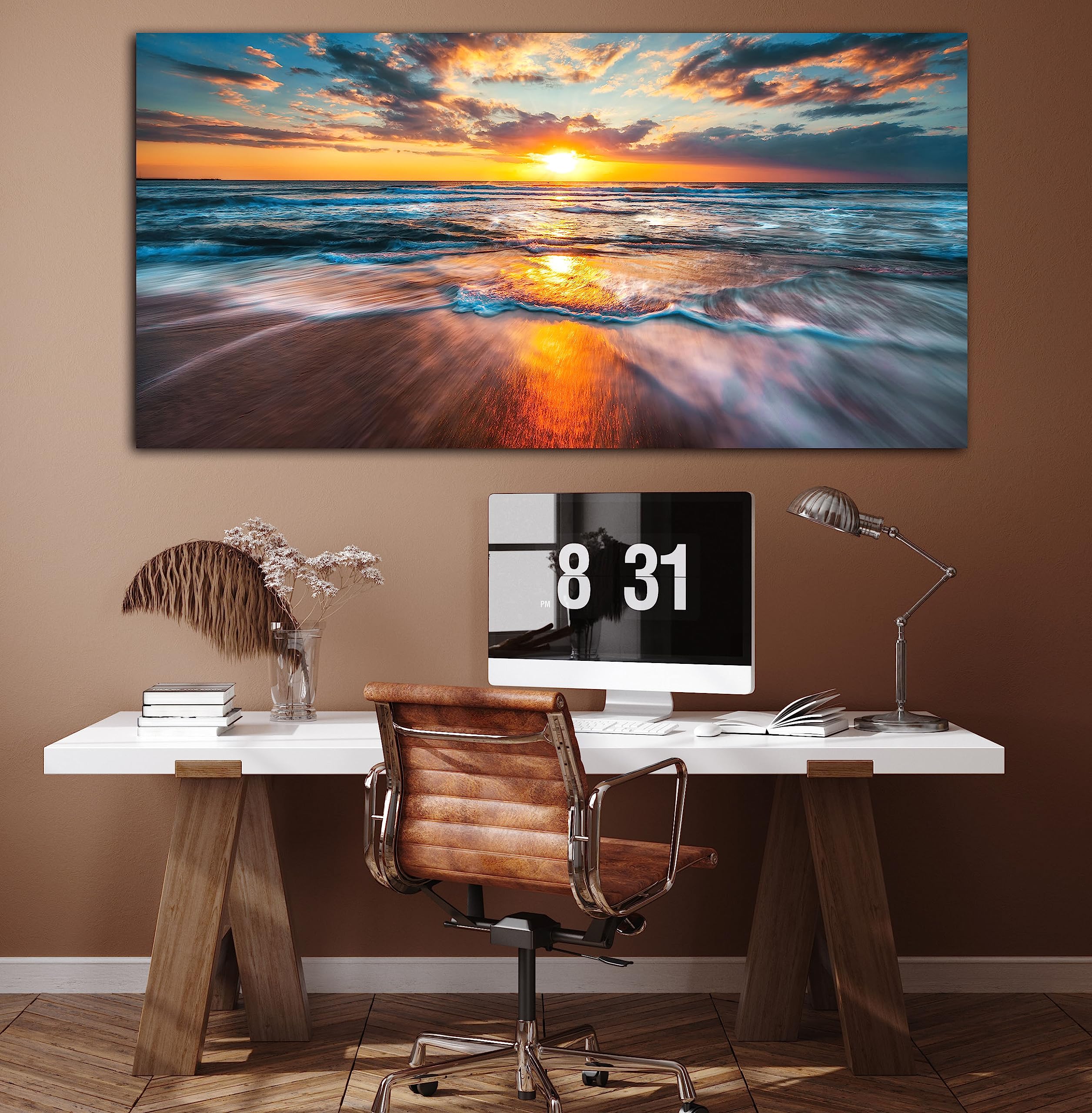 Ocean Wall Art for Living Room, Large Coastal Beach Canvas Wall Decor for Bedroom