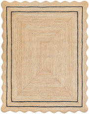 Wave Scalloped Jute Rug Classic Quality Hand Woven Boho Entryway Farmhouse