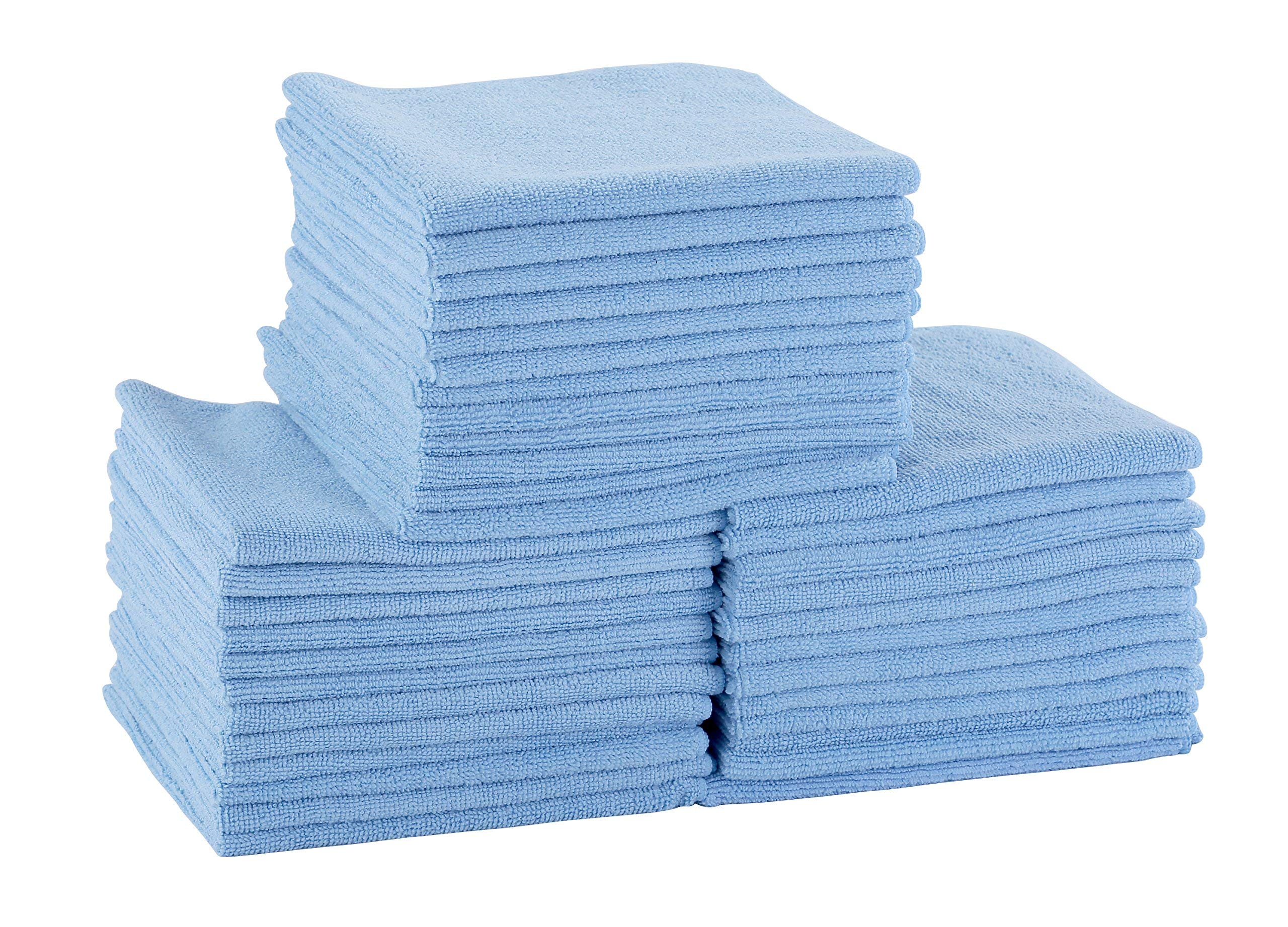 Professional Extra-Thick Microfiber Cleaning Cloth - 16 in x 16 in - 72 Pack (Blue) - Ultra-Absorbent