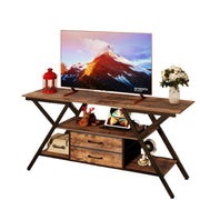 Outlet and LED Lights, Fits TVs up to 65”, 2 Fabric Drawers Entertainment Center