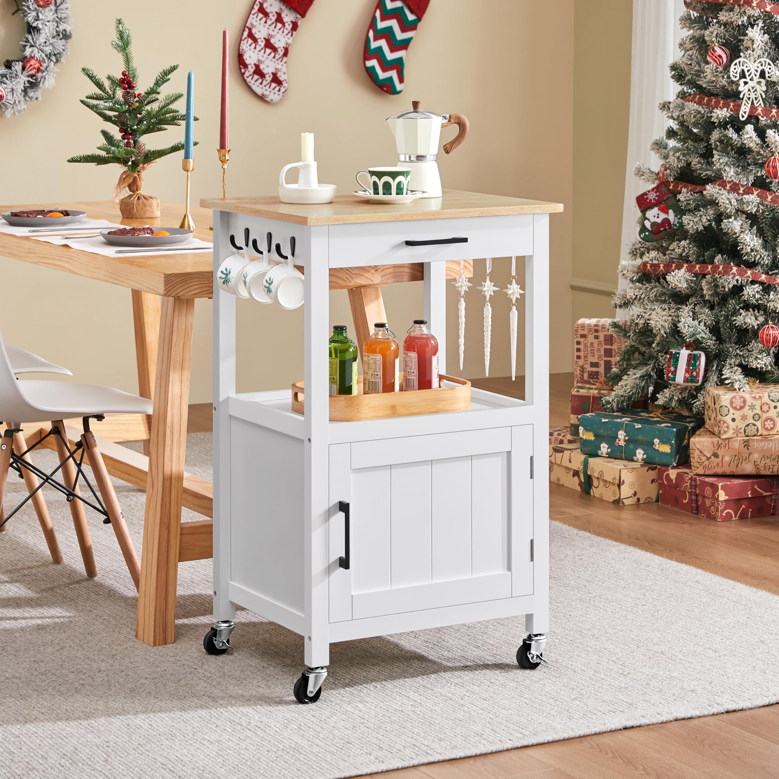 Rolling Kitchen Island with Single Door Cabinet, Kitchen Cart