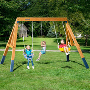 3-in-1 Playground Wooden Swing Sets for Backyard, DIY Swing Sets with Tree Swing