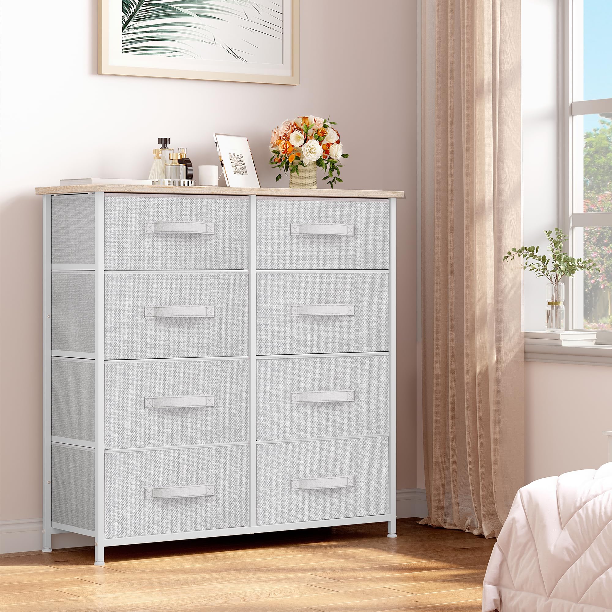 Fabric Dresser for Bedroom, Tall Dresser with 8 Drawers