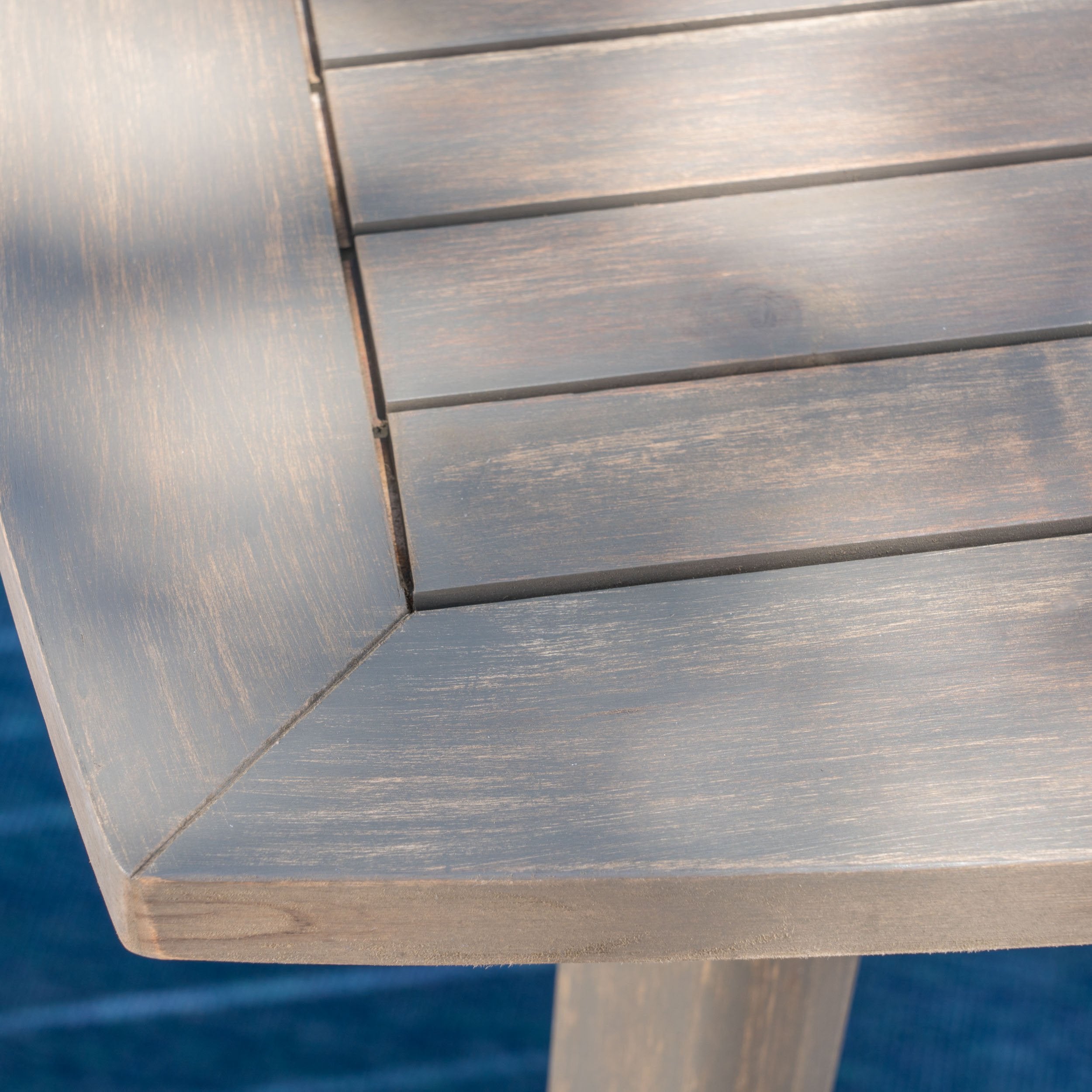 Caleb Indoor Square Acacia Wood Dining Table, Gray, Finish