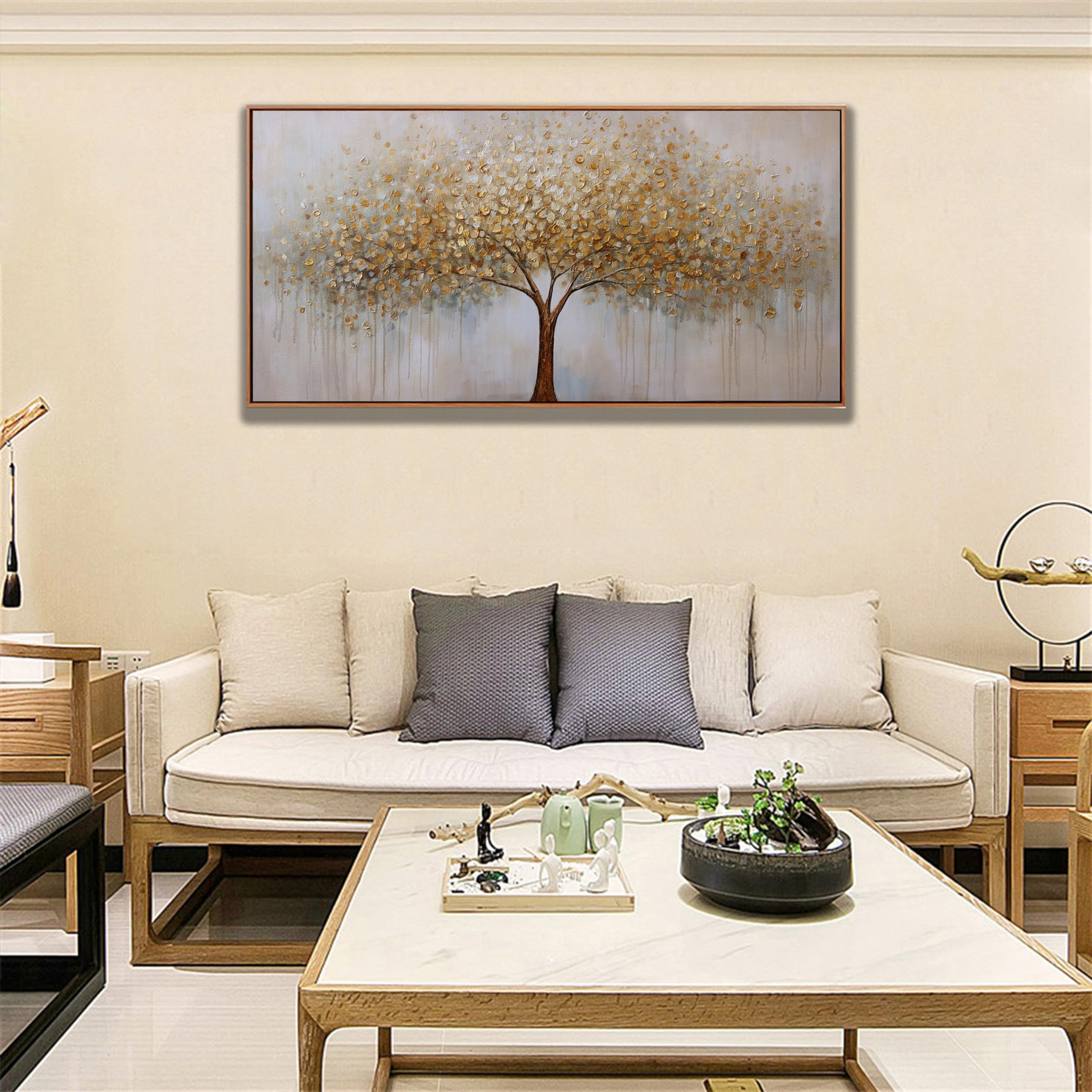 Wall Art Gold Abstract Tree of Life Framed Modern Artwork Canvas Painting