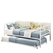 Daybed with Trundle, LED Lights and Charging Station, Twin Size Daybed