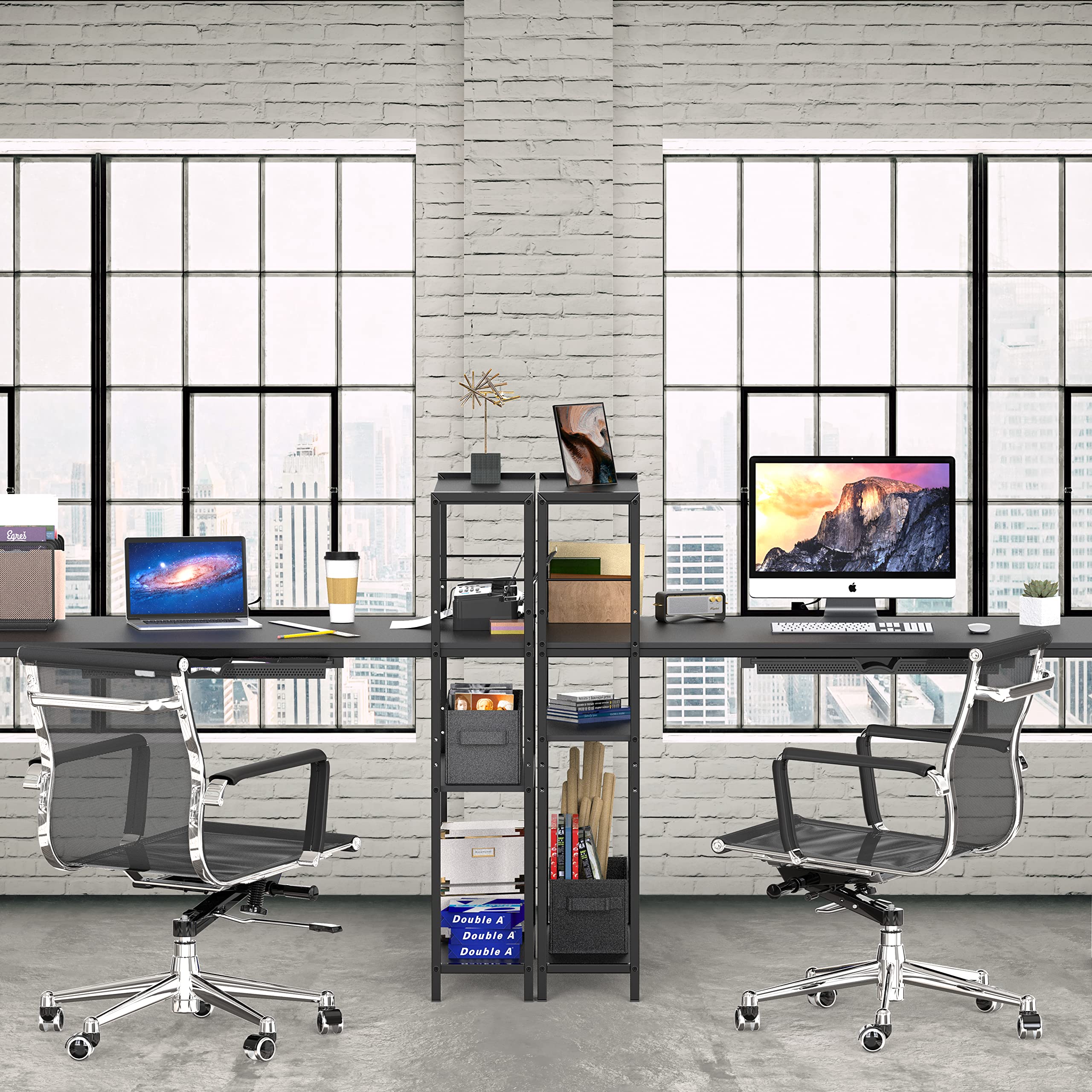 46-Inch Home Office Mission Computer Desk with Side Shelf and Drawer, Black