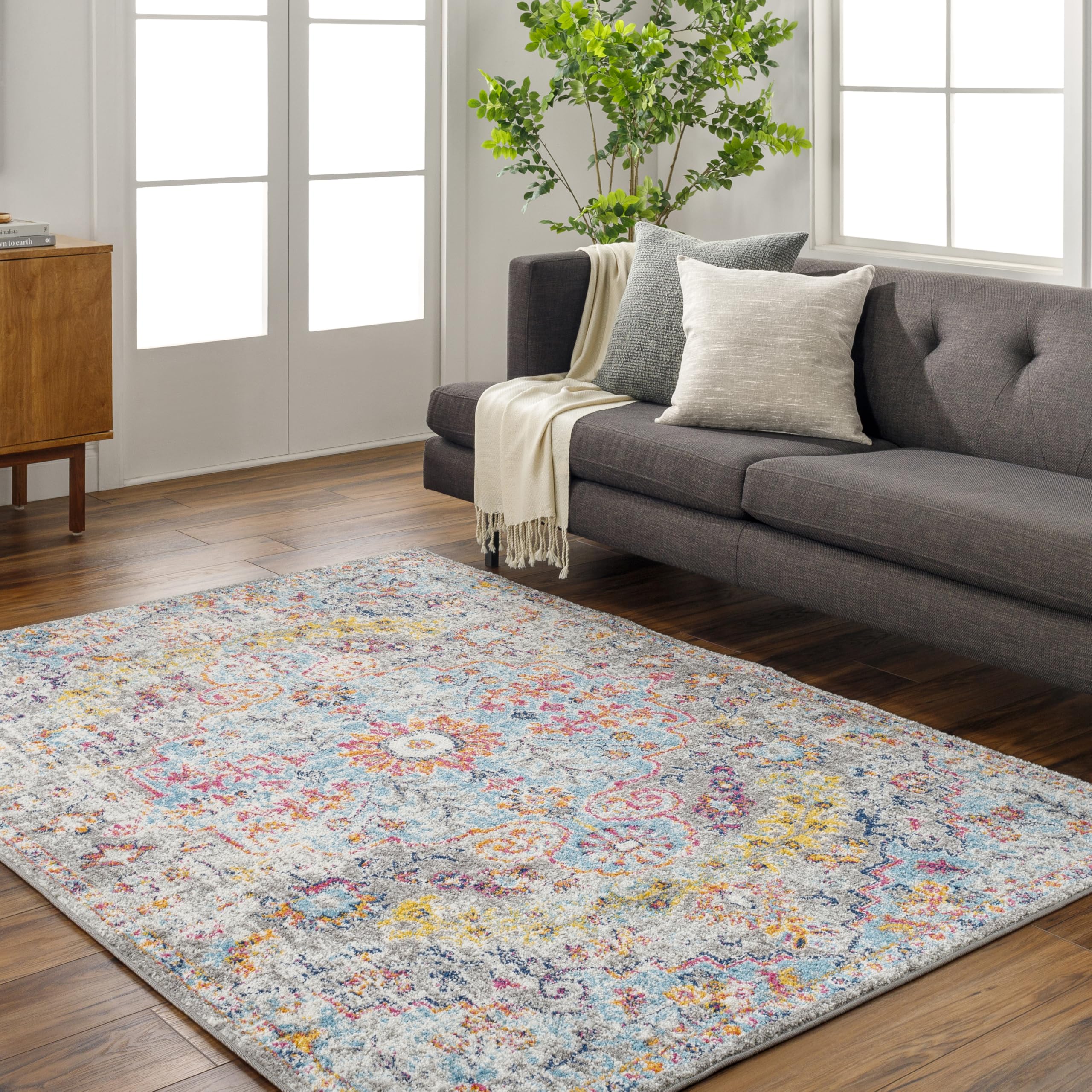 Odelia Vintage Bohemian Area Rug,5'3" x 7'3",Aqua
