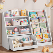 Bookshelf and Toy Storage, 4 Tier Toddler Bookshelf with Movable Drawer