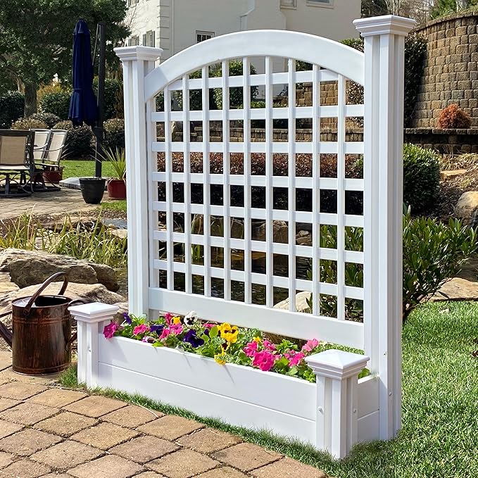6ft H Outdoor Freestanding 1 Privacy Fence Screen Panel with Planter Box for Deck
