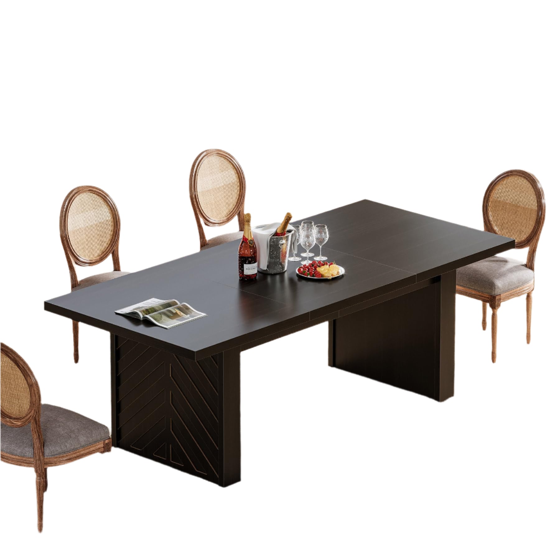 70.87-Inch Black Dining Room Table for 6-8, Modern Rectangular Kitchen Dinner Table