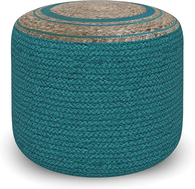 Serena Round Braided Pouf, 18 inch, Natural