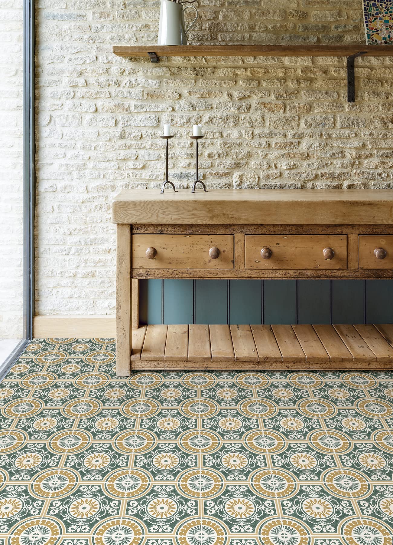 12-in by 12-in Yellow Ezra Vinyl Peel & Stick Floor Tiles (10 Tiles), (10 sq.ft./Carton)