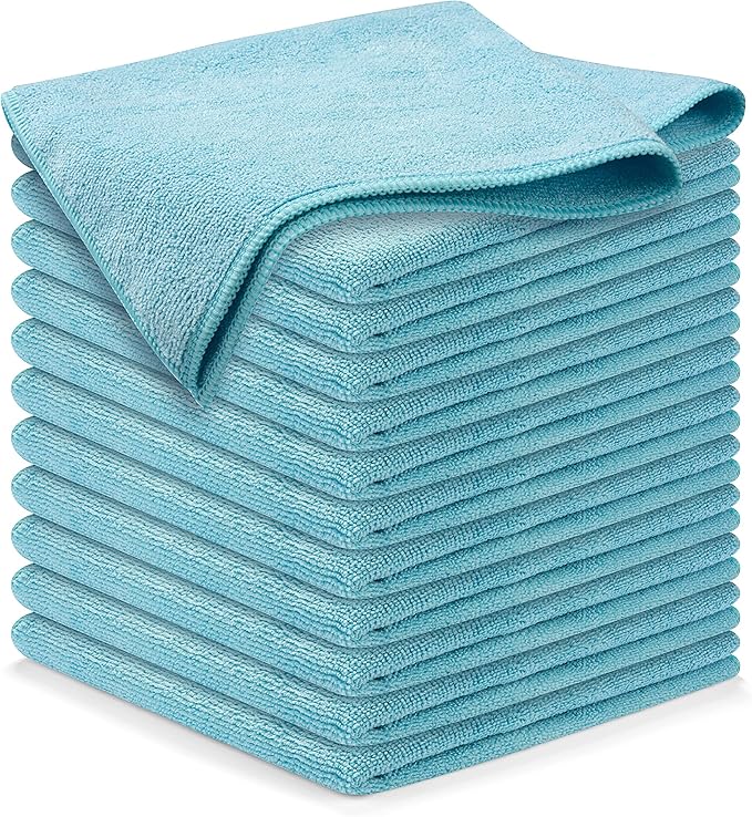Microfiber Cleaning Cloth Grey - 12 Pcs (12.5"x12.5") - High Performance - 1200 Washes