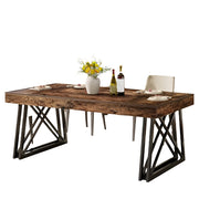 63-Inch Dining Table for 4-6, Farmhouse Kitchen Table with Sturdy Metal Legs