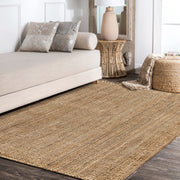 NRF103A-8 Pata Hand Woven Chunky Jute with Fringe Indoor