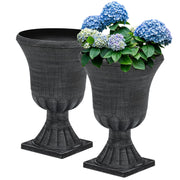 22" Large Urn Planters for Outdoor Plants, Set of 2 Plastic Flower Pot with Handmade