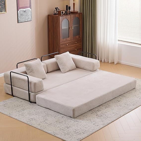 Convertible Floor Sofa Bed with Storage Pocket