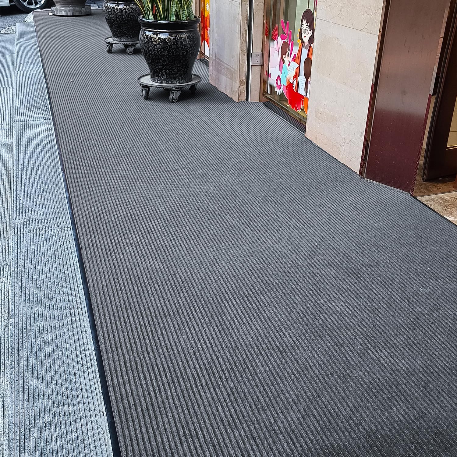 3' X 10' Commercial Grade Door Floor Mat Grey +Red