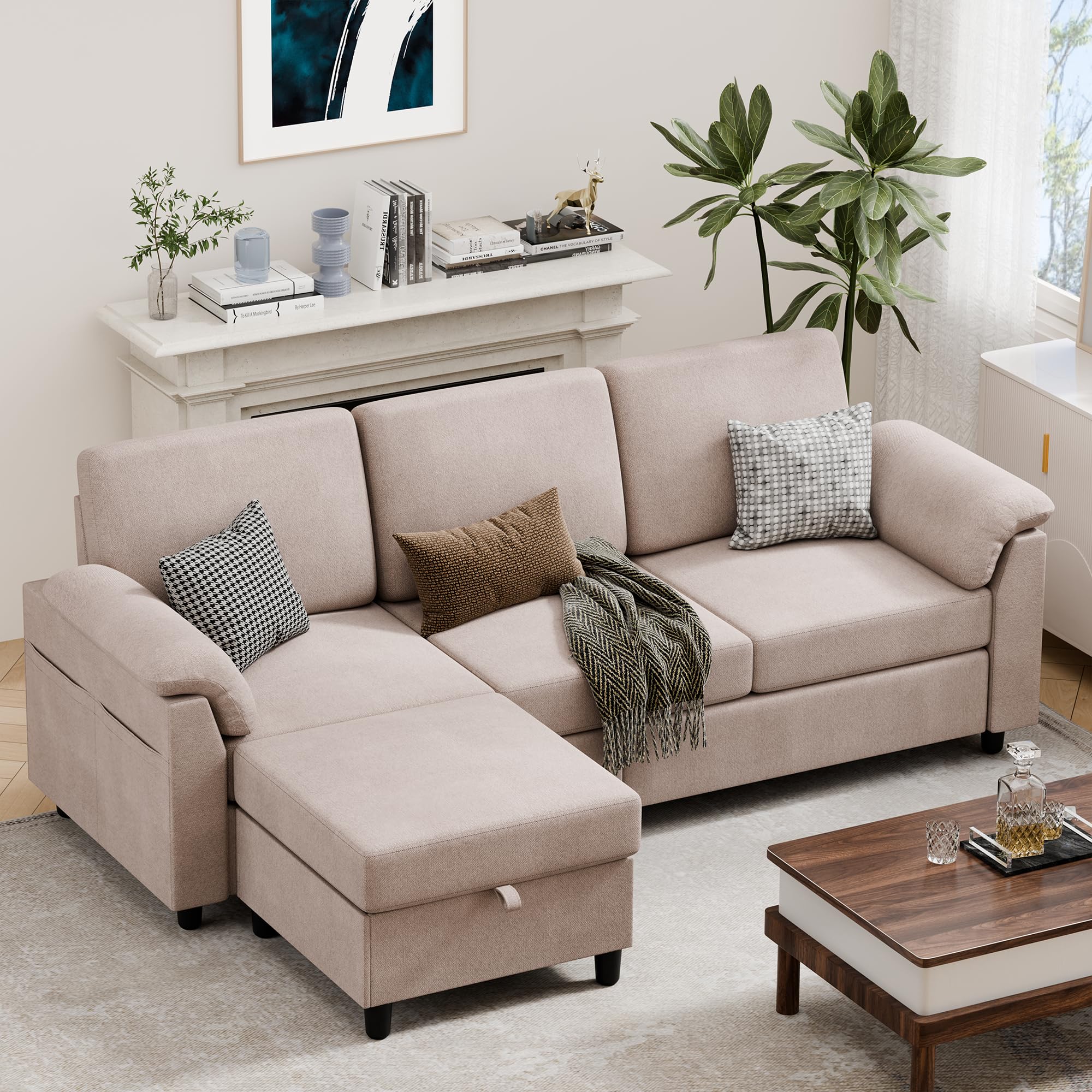 79" Convertible Sectional Couches Sofa with Storage Ottoman