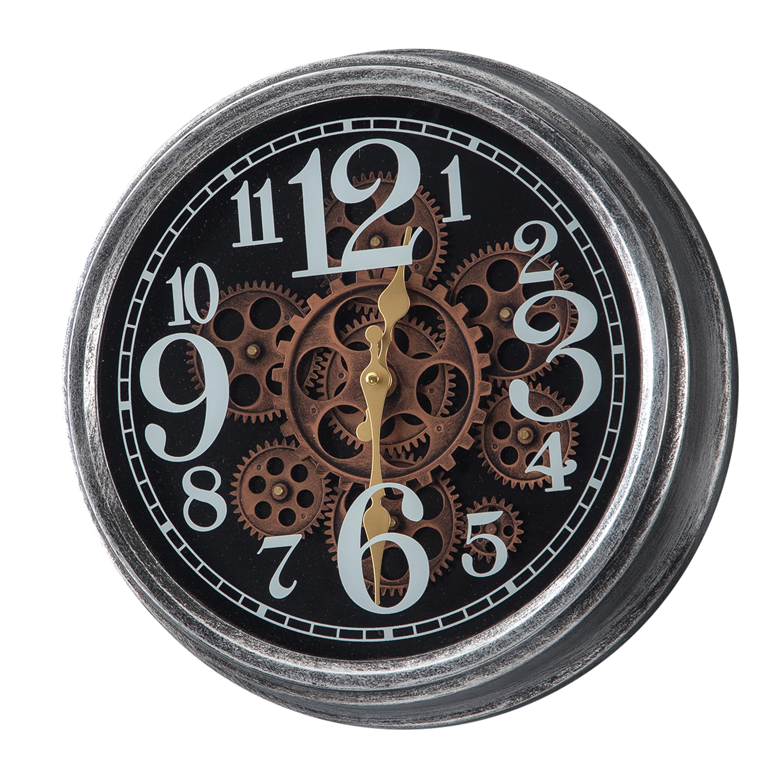 14 Inches Gear Clock with Moving Gears, Decorative Silent Wall Clock Non Ticking