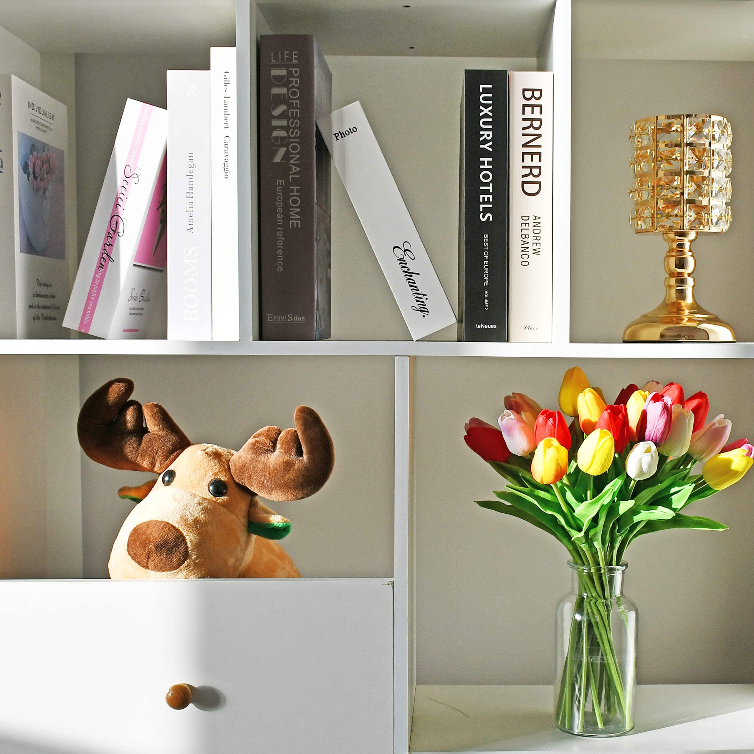 Faux Hydrangea Flowers in Vase, Small Silk Flowers in Vase with Fake Water