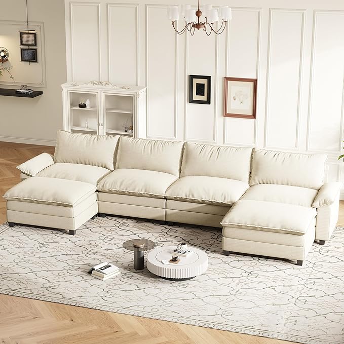 114 Inch Modular Couch Sectionals with Ottoman