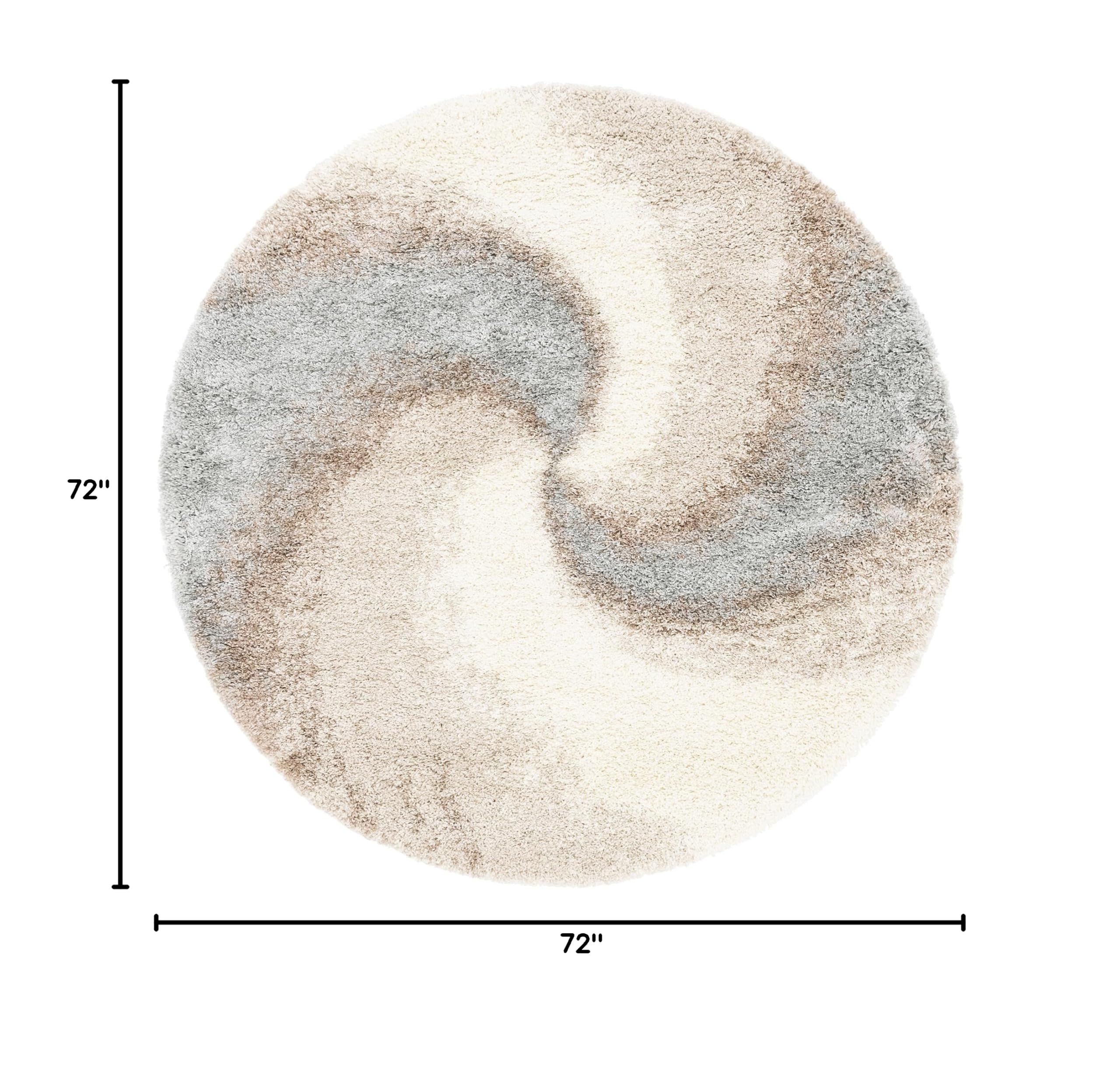 Rugs.com Soft Touch Shag Collection Round Rug – 6 Ft Round Khaki Shag Rug Perfect for Kitchens, Dining Rooms