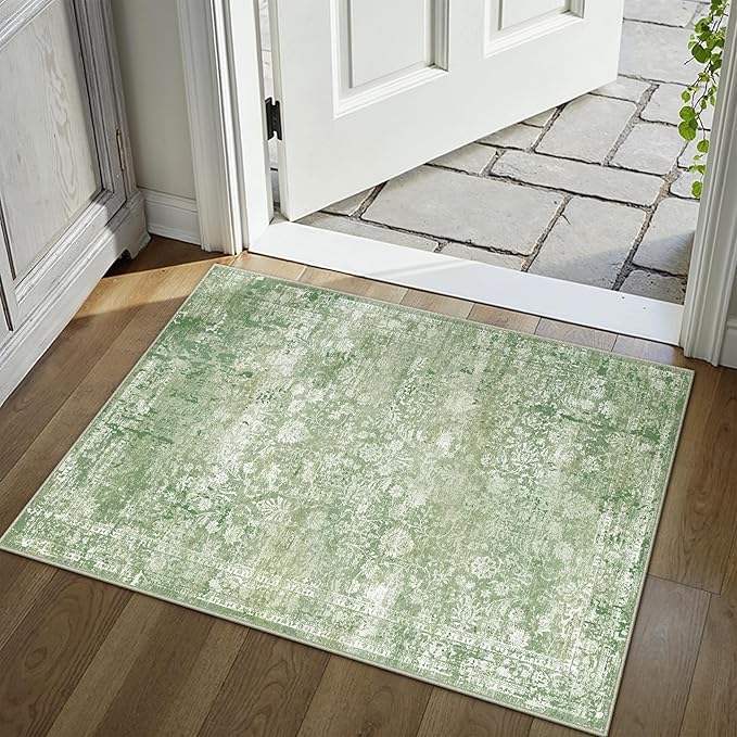 8x10 Washable Area Rug Green Sage Modren Neutral Living Room Bedroom Indoor