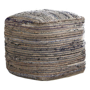Benjara Handwoven Square Shaped Pouf with Zipper, Multicolor