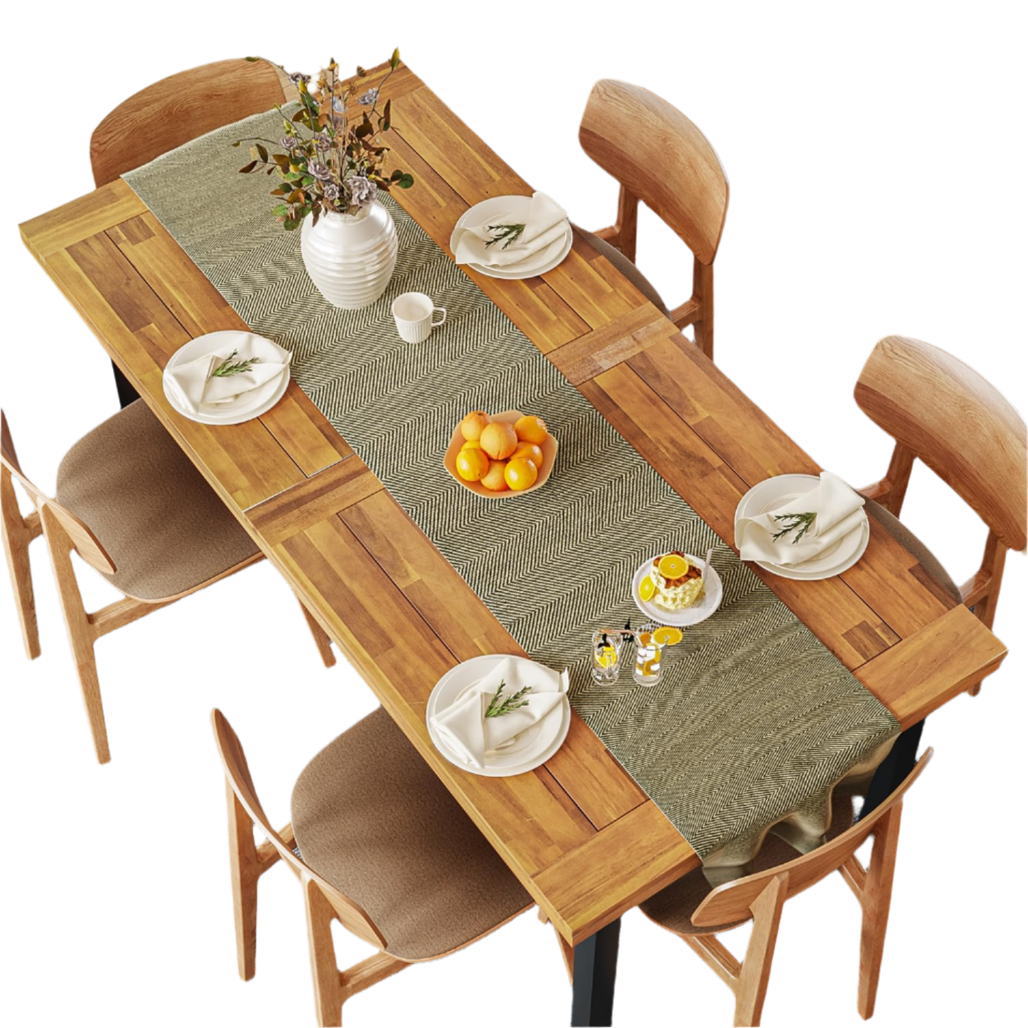 Dining Table for 4 to 6 People, 68.9" inch Rectangular Wood Kitchen Table