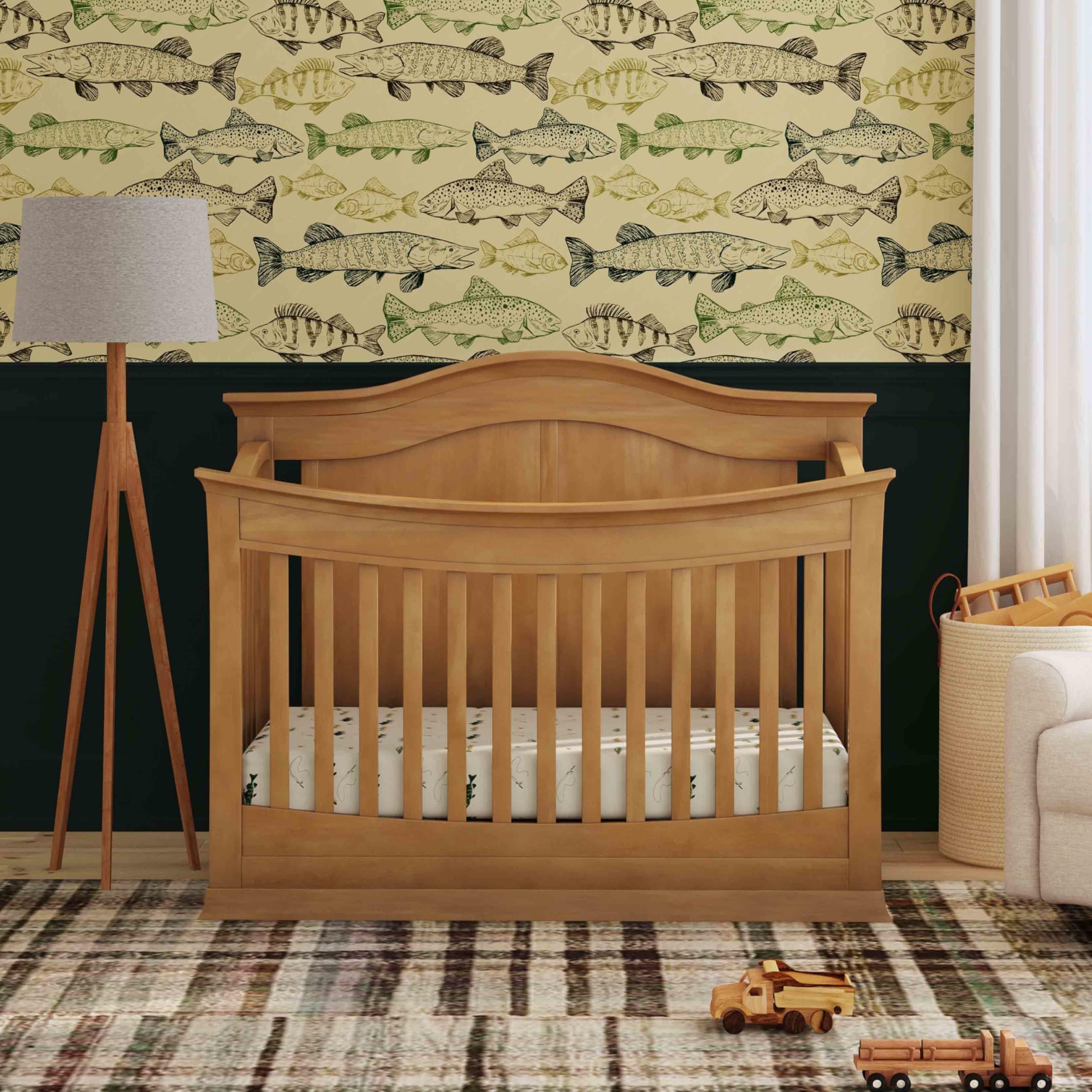 Meadow 4-in-1 Convertible Crib in Hazelnut, Greenguard Gold Certified