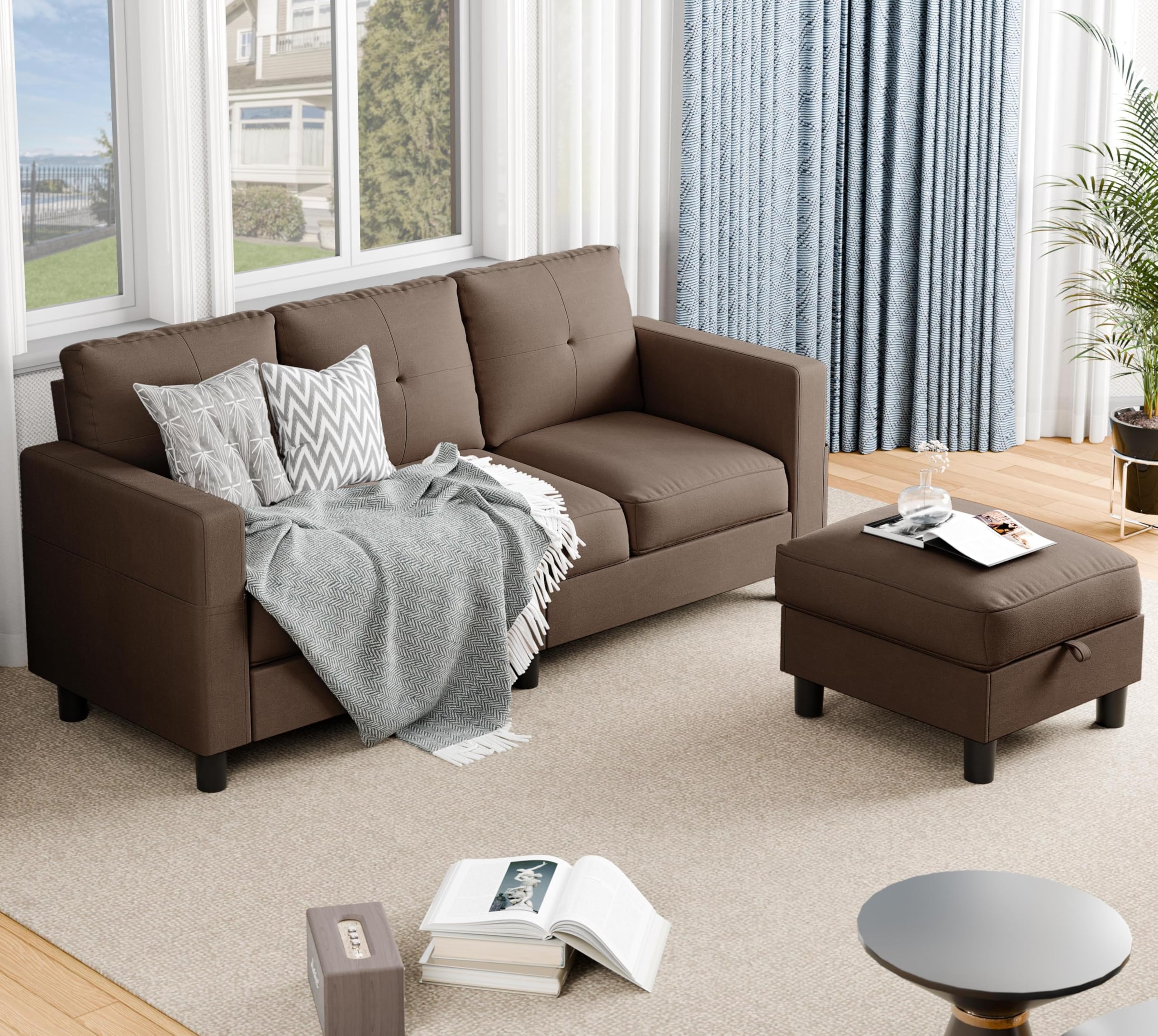 Sectional Couches for Living Room, Small L Shaped Couch Sofa with Ottoman