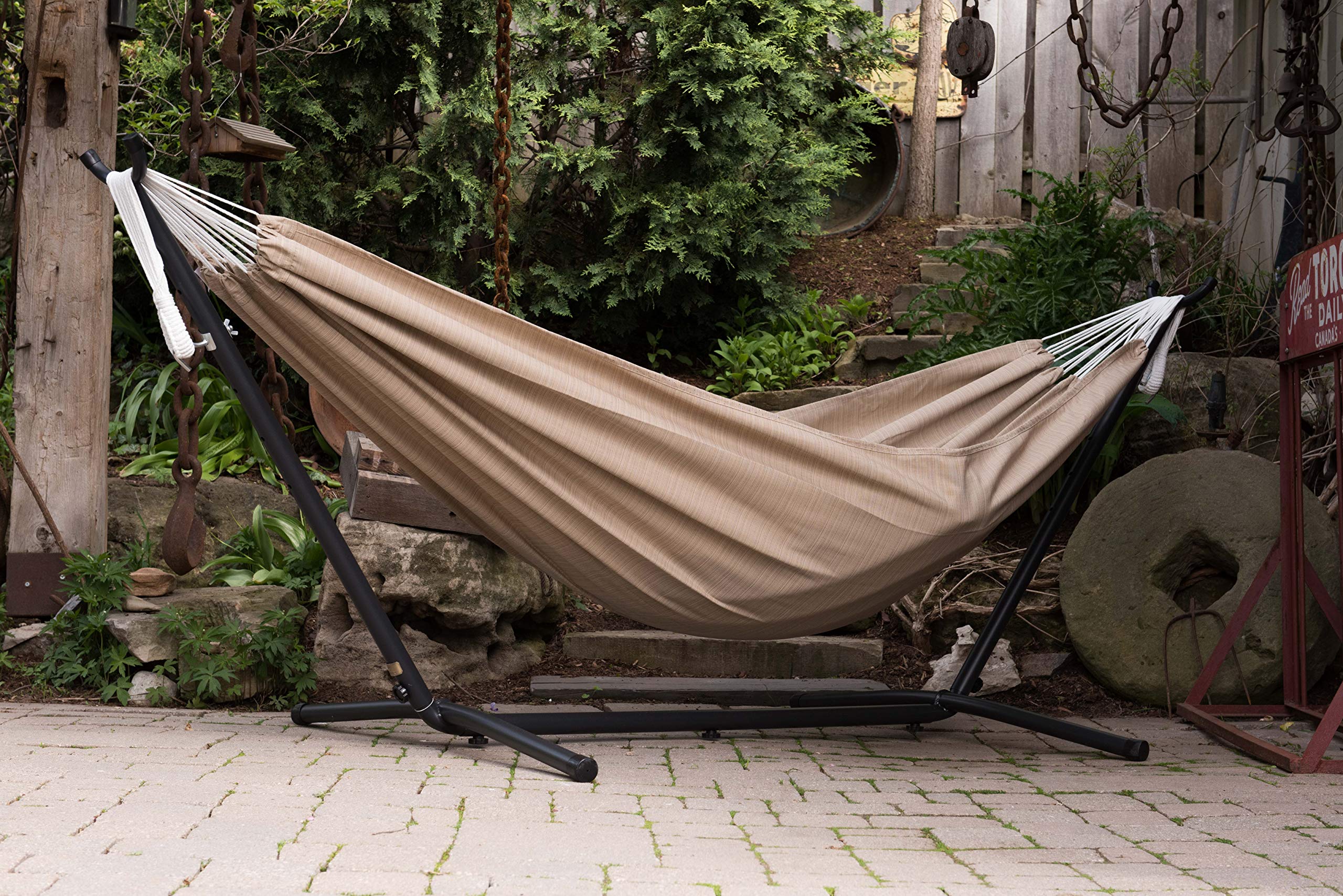 Hammock with Space Saving Steel Stand, Sand