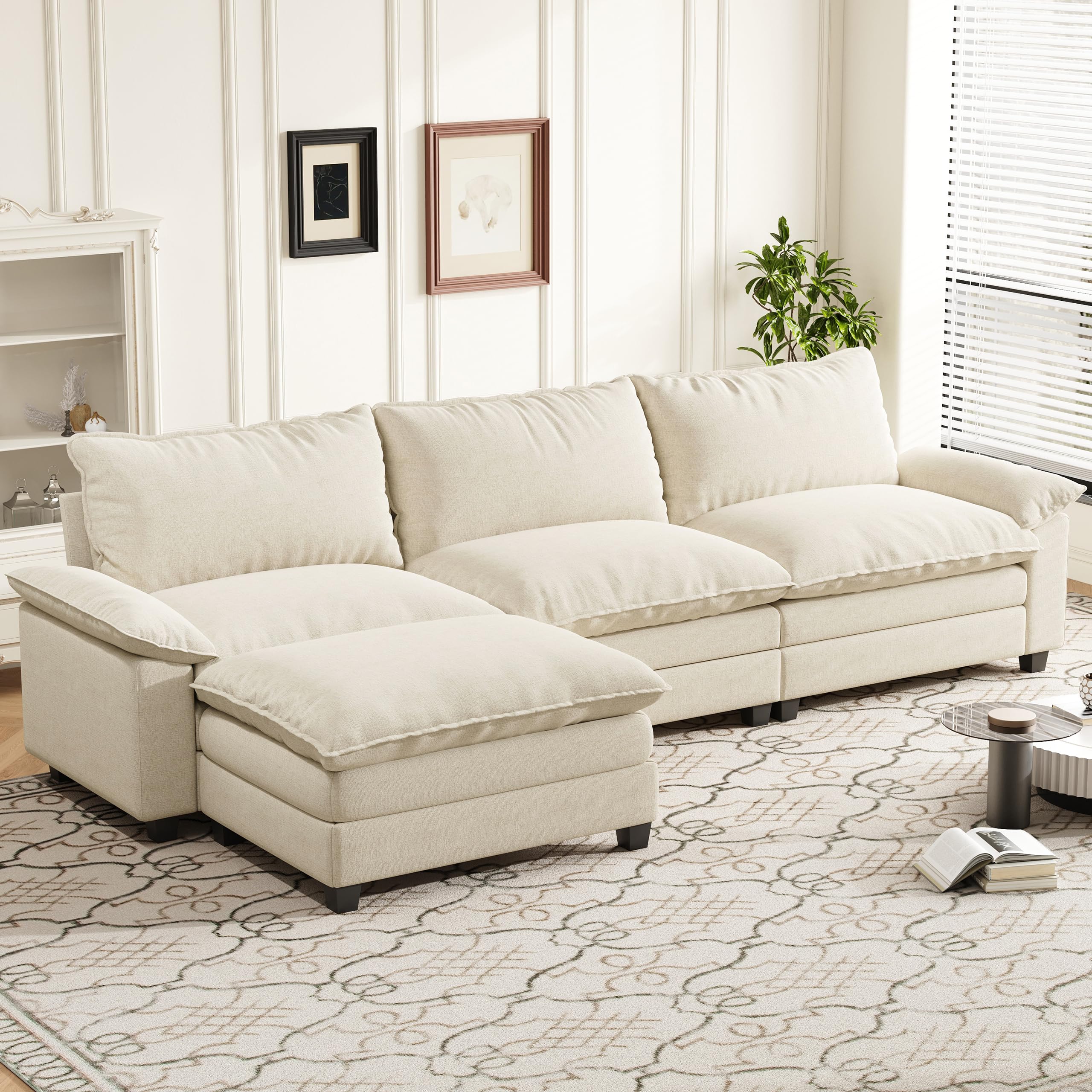 114 Inch Modular Couch Sectionals with Ottoman