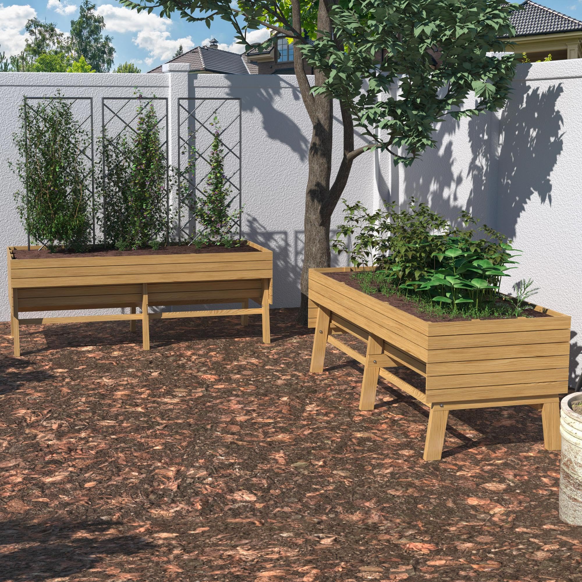 6 x 3 x 2FT Raised Garden Bed with Legs, Large Outdoor Elevated Wood Planted Box