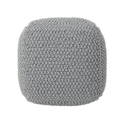Teresa Knitted Cotton Square Pouf,Ottomans and Poufs