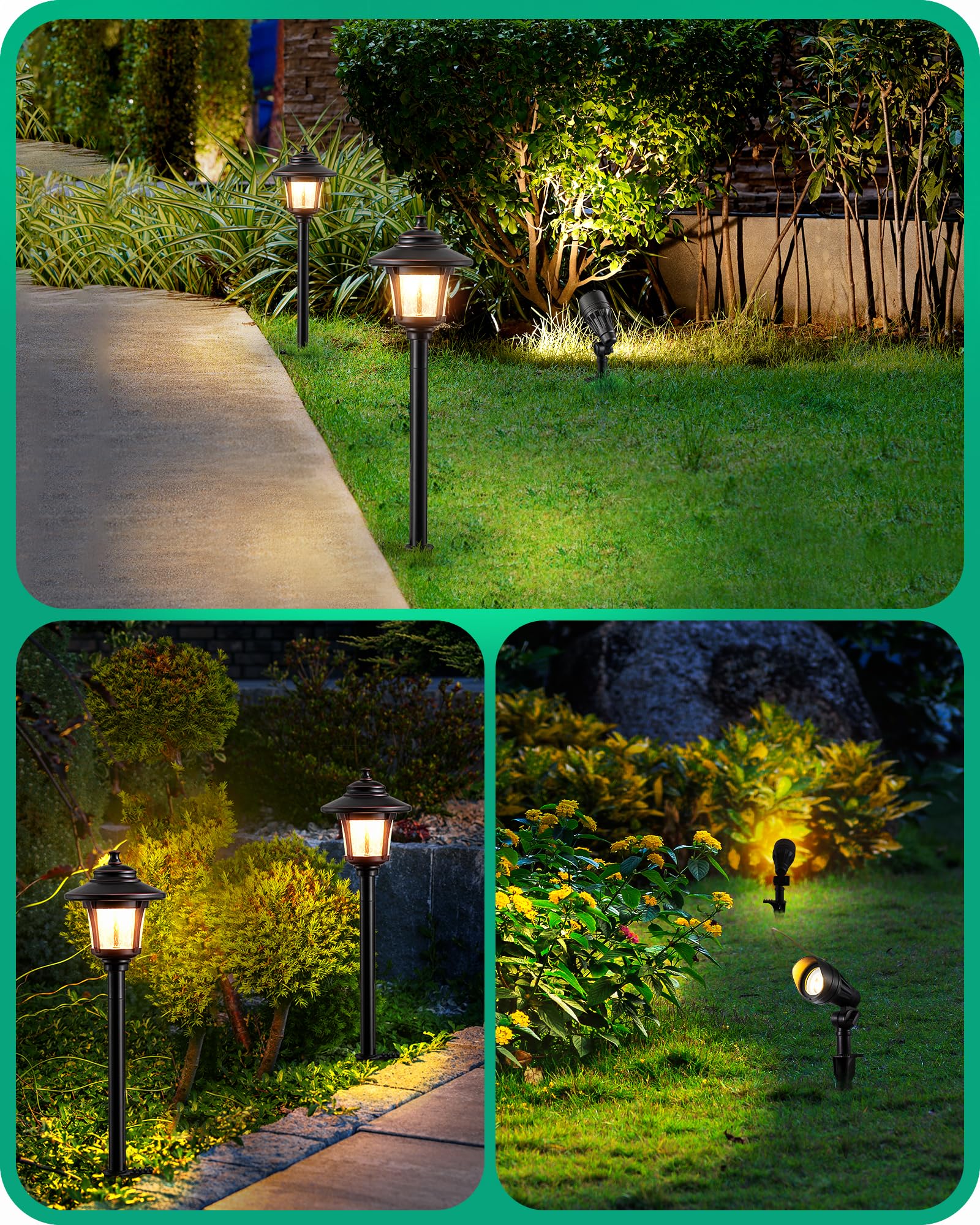 Low Voltage Landscape Lights Kit, 3W 120LM LED Pathway Lights & 3.2W 240LM Spotlights