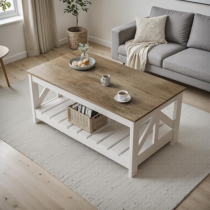 39" Farmhouse Coffee Table, Coffee Tables for Living Room