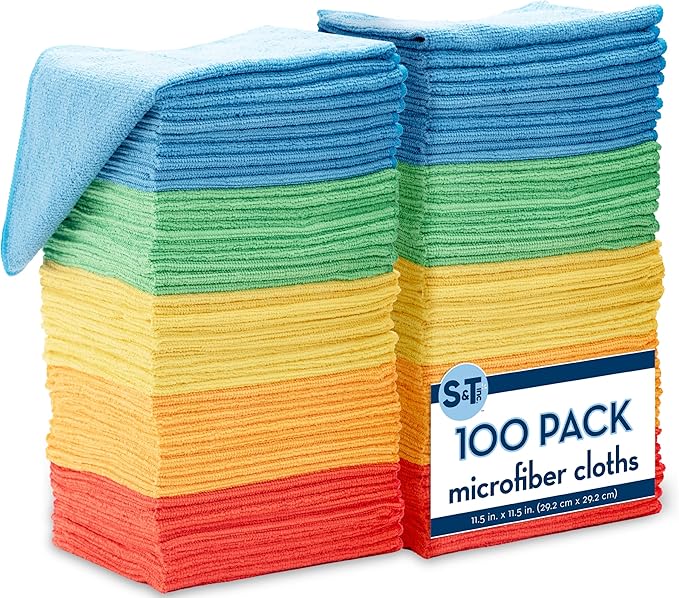 150 Pack Microfiber Cleaning Cloth, Bulk Towels for Home, Reusable Microfiber Towels