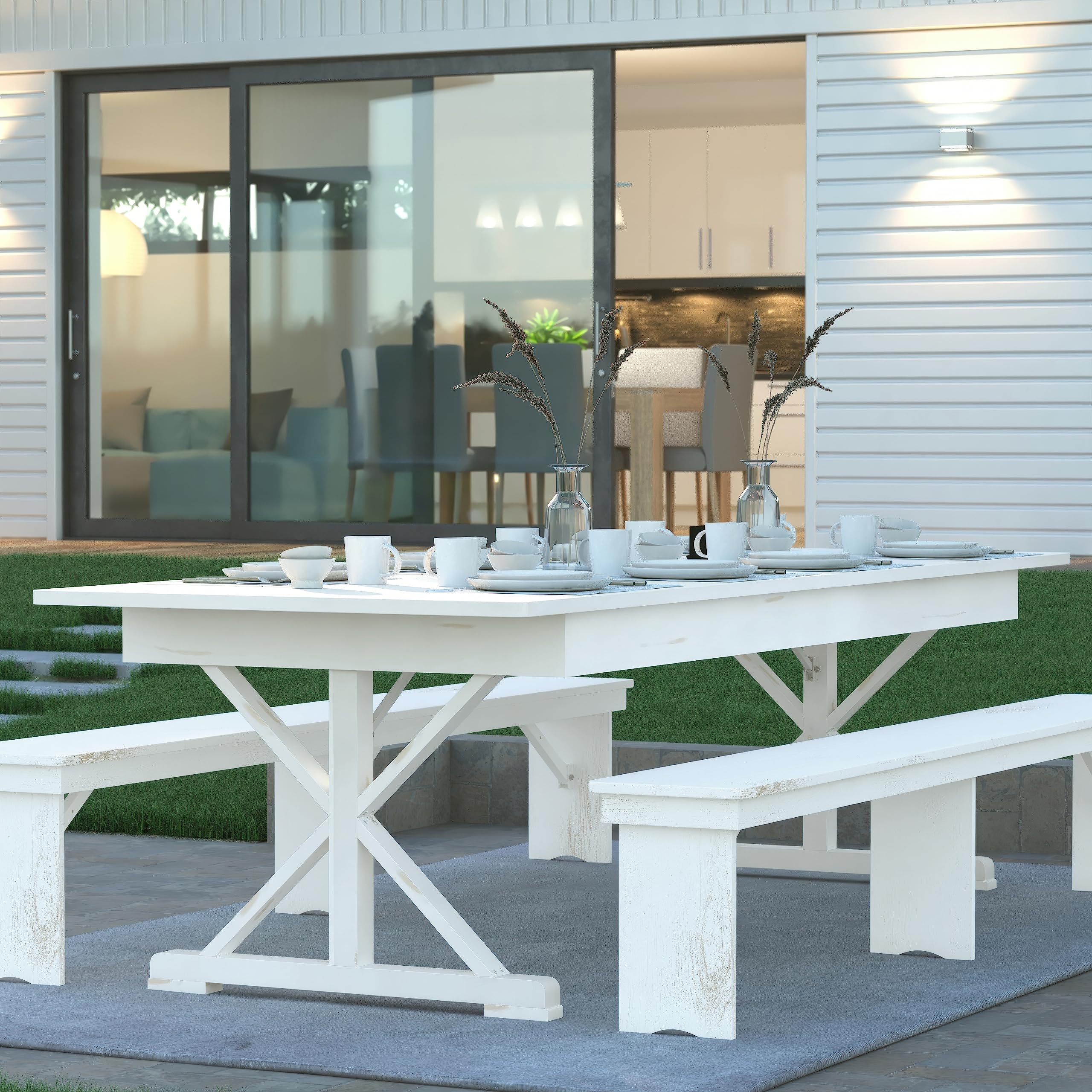 Elora Folding Farmhouse Dining Room Table with Crisscross Legs