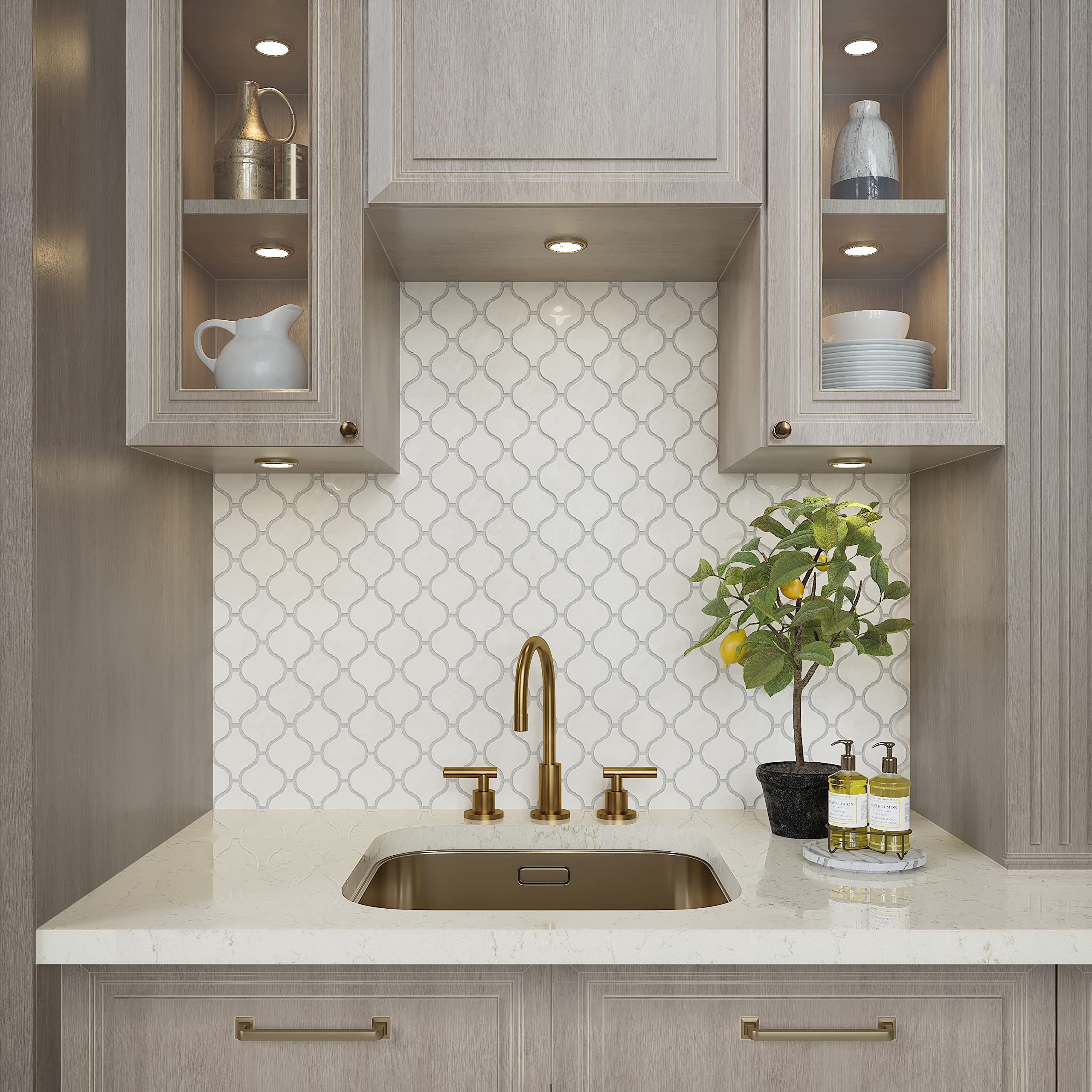 Mesmerist 11" X 12" Ceramic Arabesque Mosaic Tile in Spirit Gloss (10 PC Per Carton)
