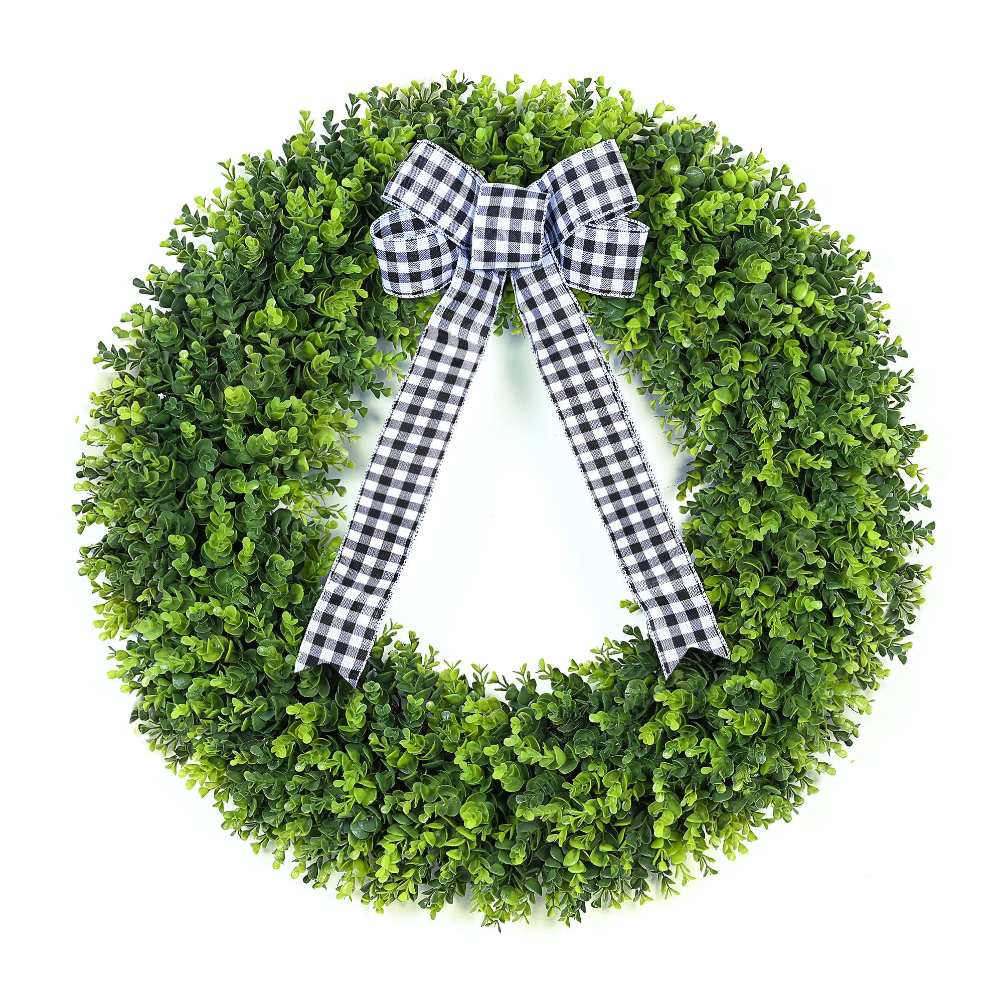 32" Faux Round Boxwood Wreath, Artificial Large Boxwood Wreath Front Door Wreaths