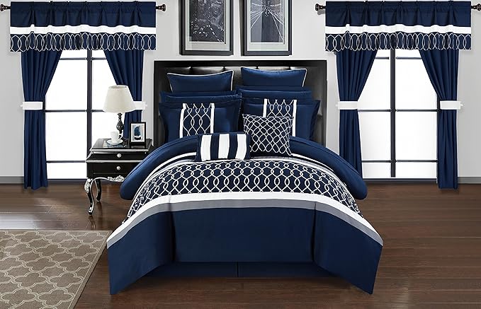 CS2885-AN Dinah 24 Piece Bed in A Bag Comforter Set, Grey, Queen