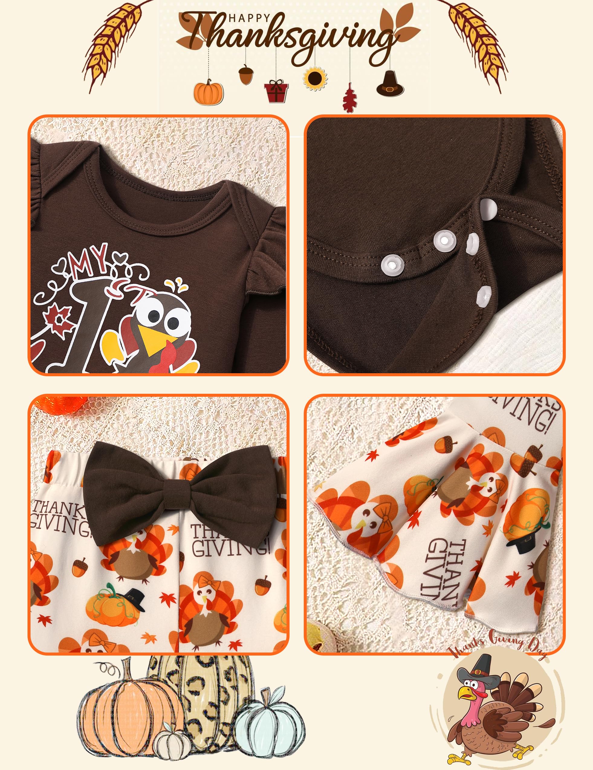Baby Girl Thanksgiving Outfit Newborn My First Thanksgiving Outfit Long Sleeve