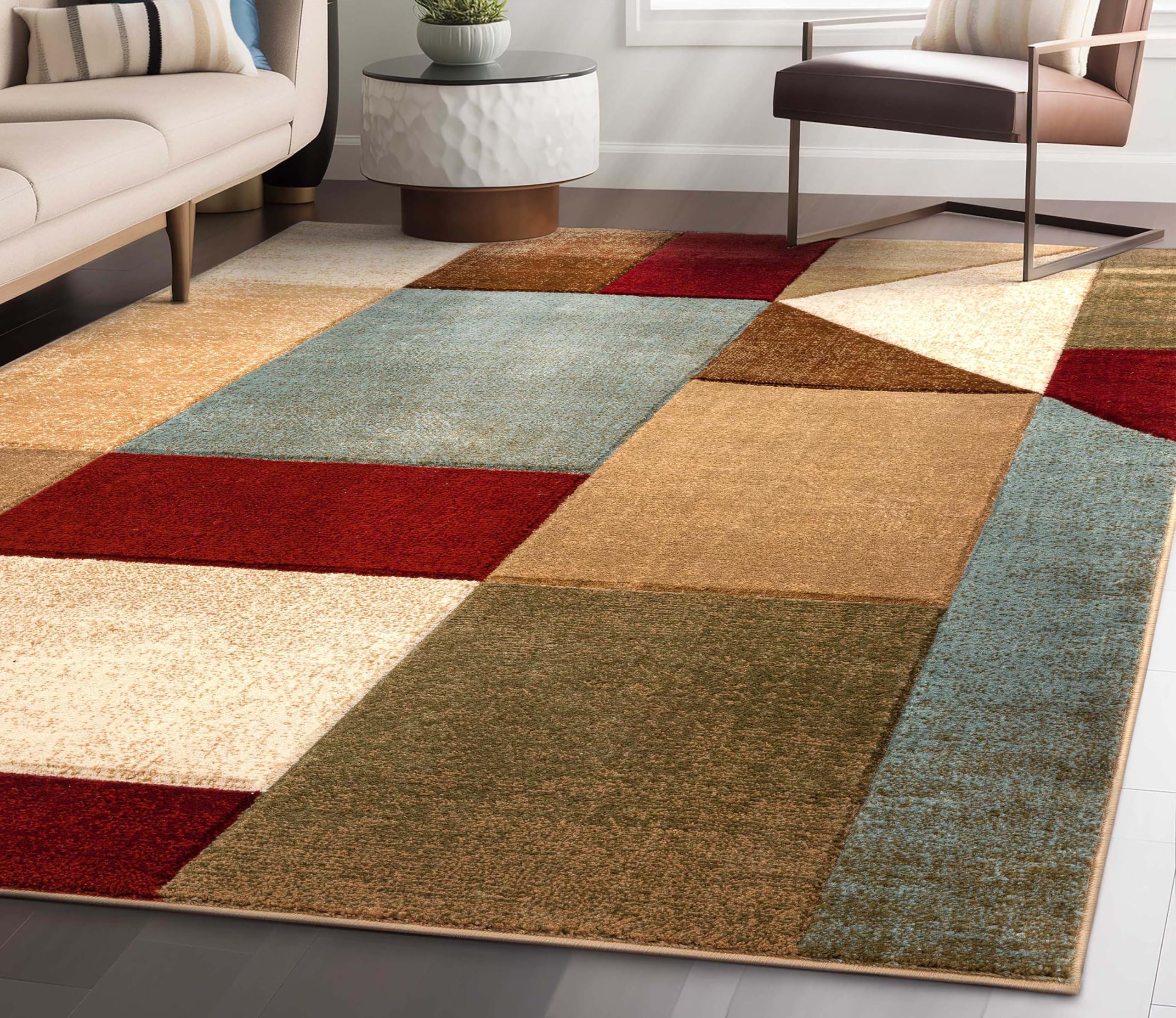 Good Vibes Marcia Multi Color 5'3" x 7'3" Modern Area Rug for Living & Dining Room