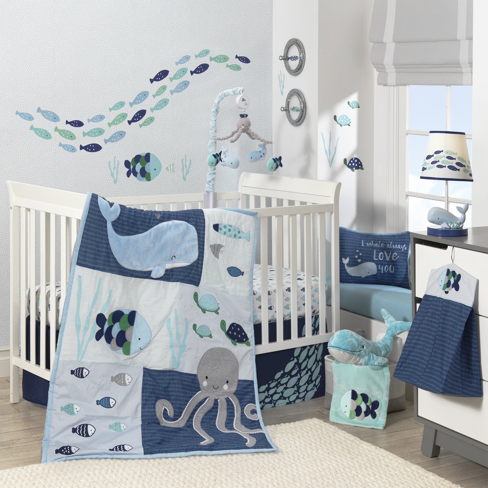 Oceania Blue Ocean/Sea/Nautical Nursery Lamp with Shade & Bulb
