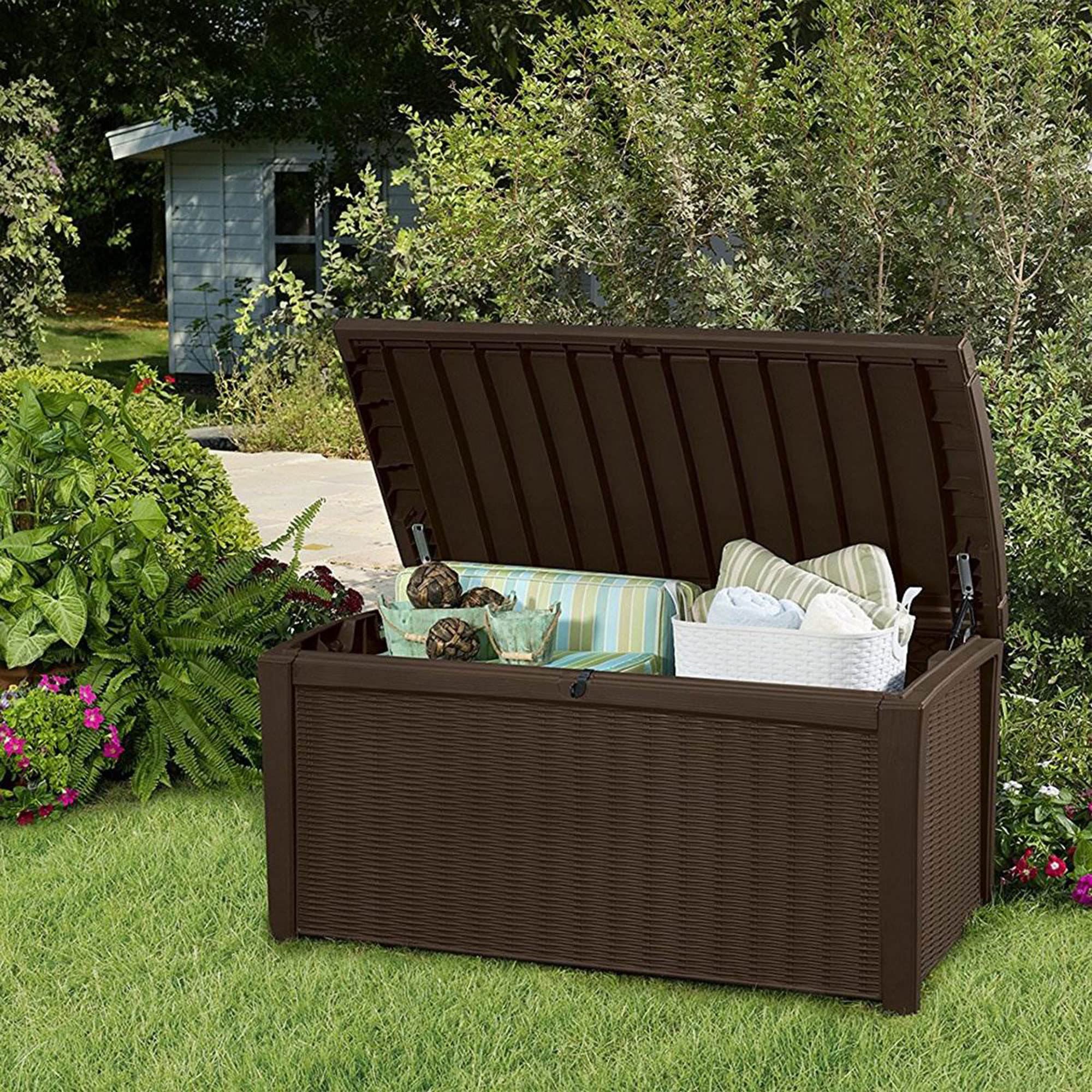 Storage Deck Box, for Patio, Backyard & Garden, Borneo, 110 Gallon
