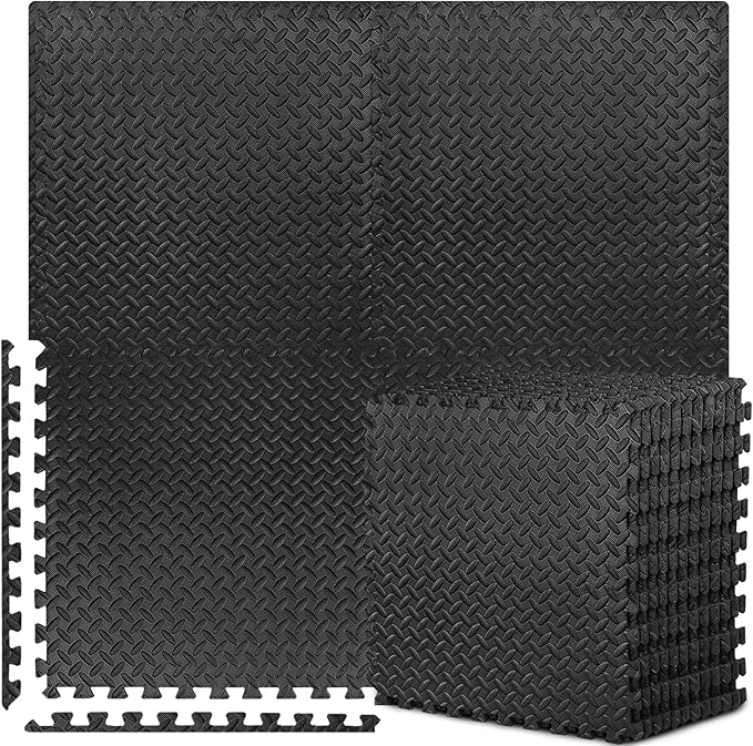 Puzzle Exercise Mat with 12/24/48 Tiles Interlocking Foam Gym Mats, 24'' x 24''